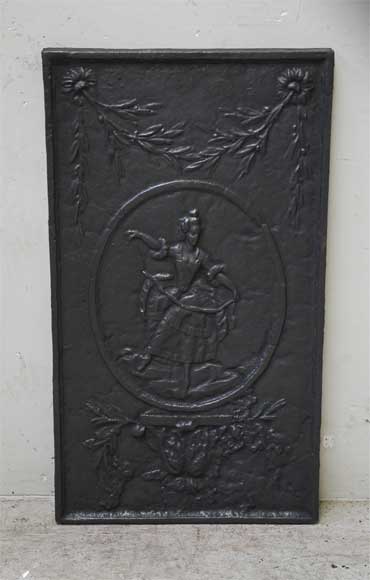 Antique cast iron fireback with a dancer-0