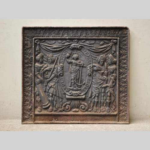 Big antique fireback with jansenist decoration